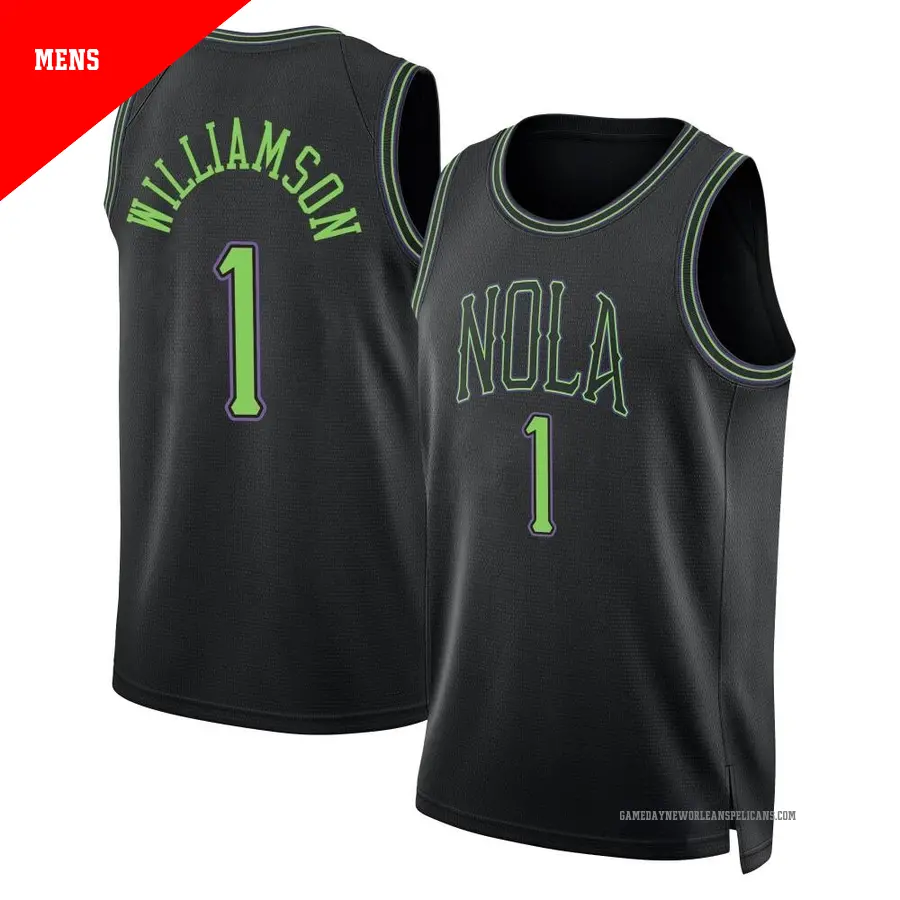 ＃1 Men's Zion Williamson New Orleans Pelicans 2023/24 Swingman Black City Edition Jersey