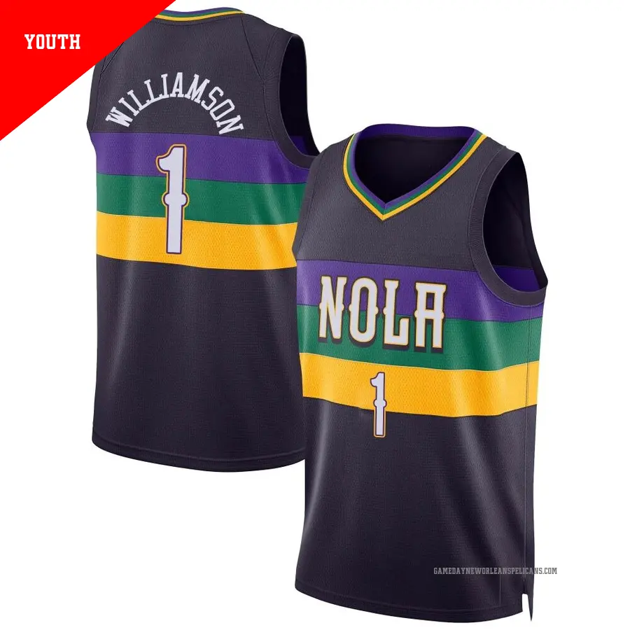 ＃1 Youth Zion Williamson New Orleans Pelicans 2022/23 Swingman Purple City Edition Jersey