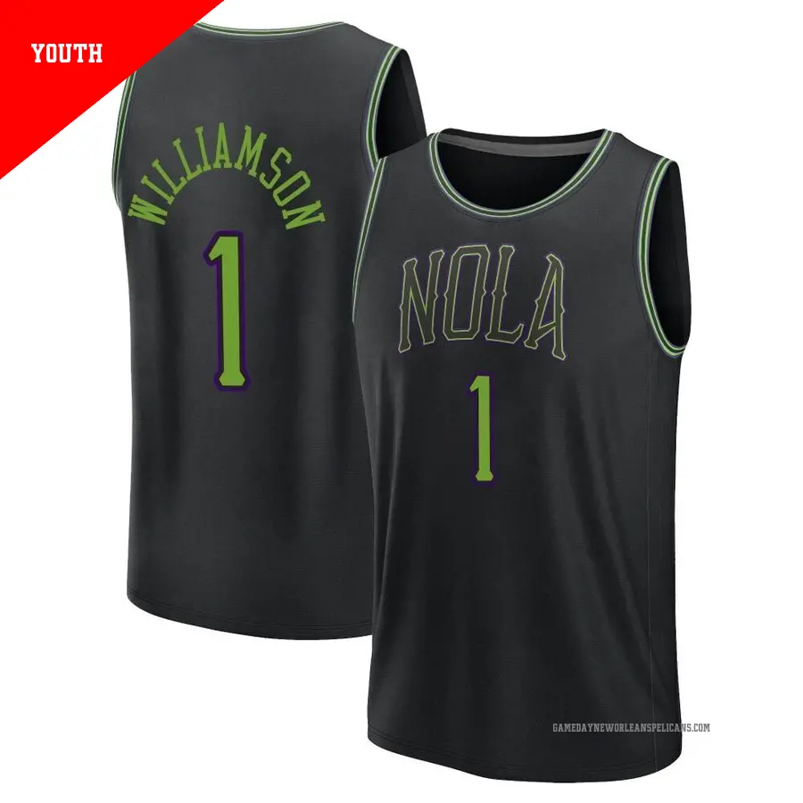 ＃1 Youth Zion Williamson New Orleans Pelicans 2023/24 Fast Break Black City Edition Jersey