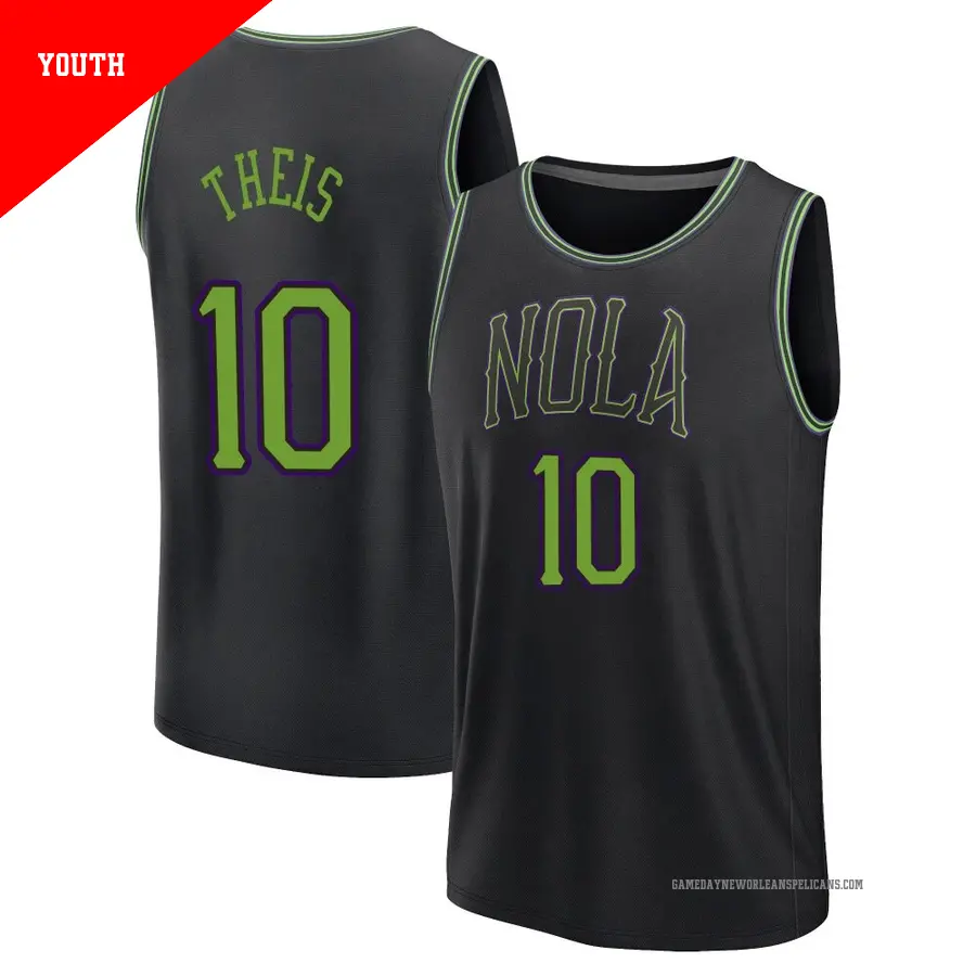 ＃10 Youth Daniel Theis New Orleans Pelicans 2023/24 Fast Break Black City Edition Jersey