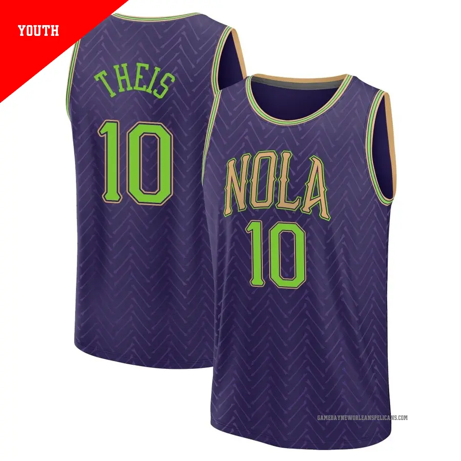 ＃10 Youth Daniel Theis New Orleans Pelicans 2024/25 Fast Break Fanatics Purple City Edition Jersey