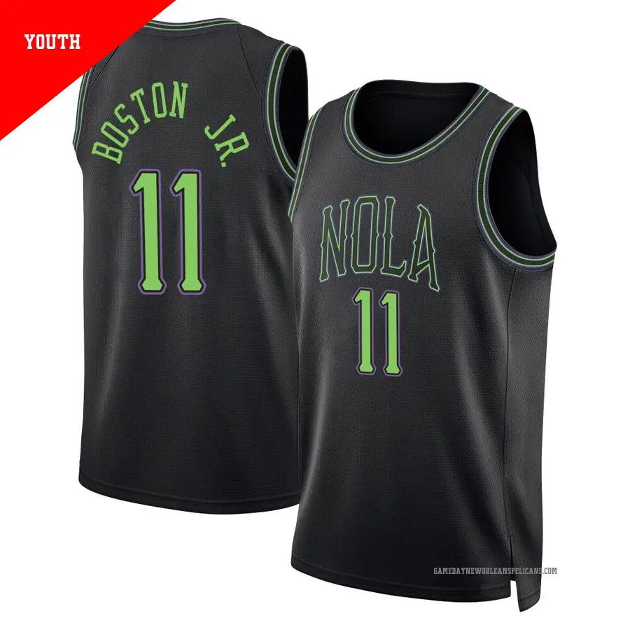 ＃11 Youth Brandon Boston New Orleans Pelicans 2023/24 Swingman Black City Edition Jersey