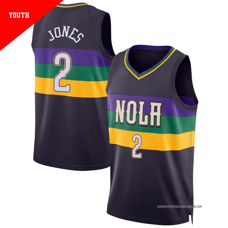 ＃2 Youth Herbert Jones New Orleans Pelicans 2022/23 Swingman Purple City Edition Jersey
