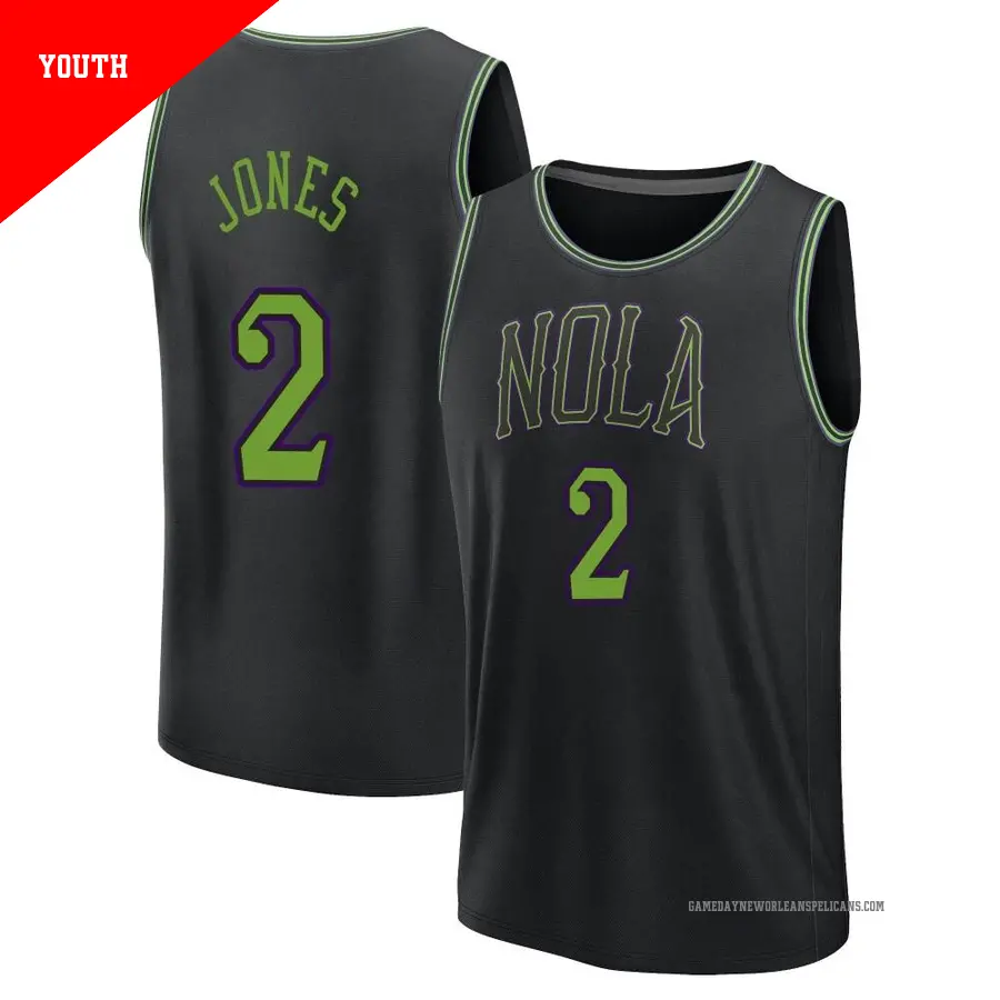 ＃2 Youth Herbert Jones New Orleans Pelicans 2023/24 Fast Break Black City Edition Jersey