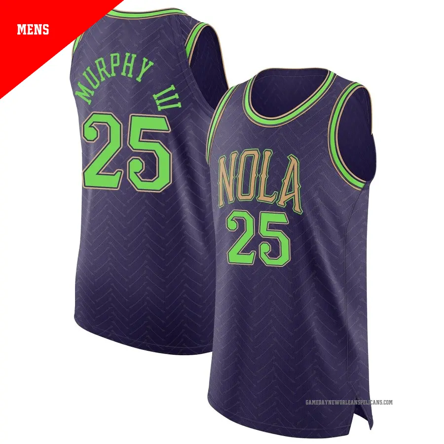 ＃25 Men's Trey Murphy III New Orleans Pelicans 2024/25 Authentic Purple City Edition Jersey