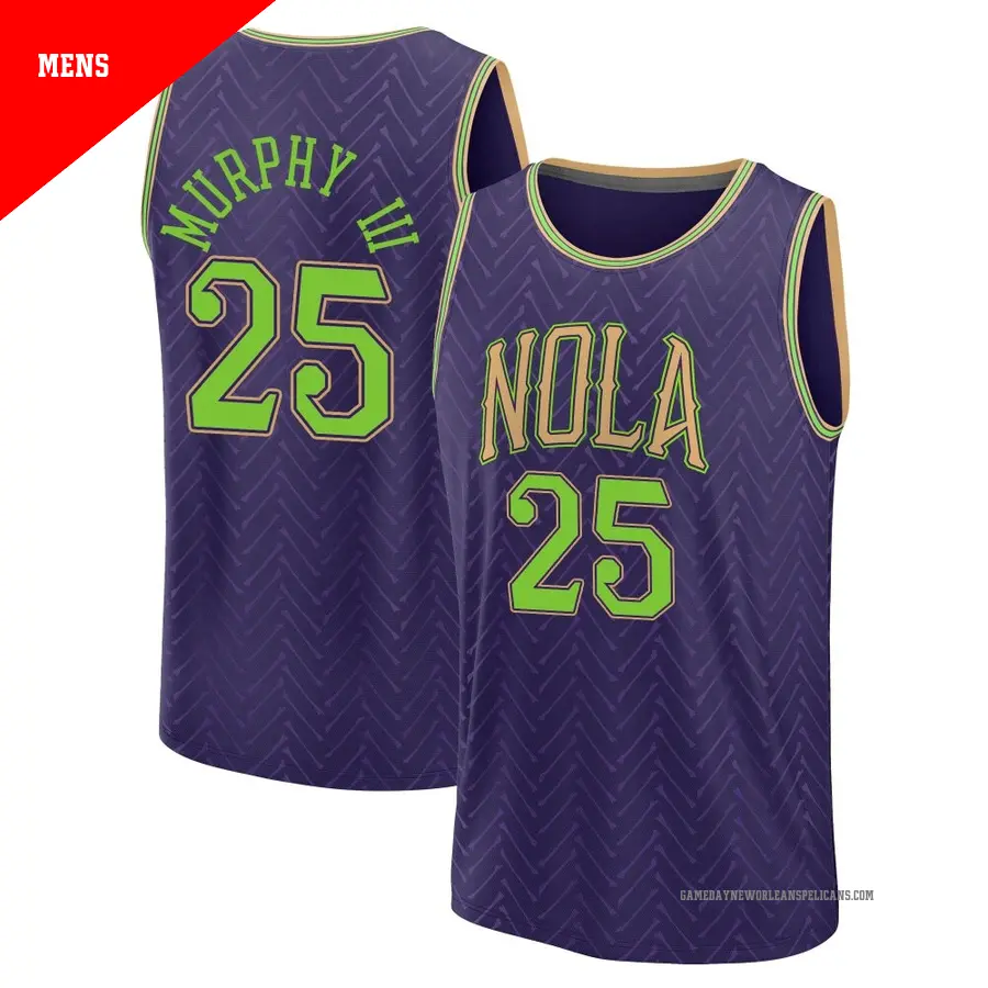 ＃25 Men's Trey Murphy III New Orleans Pelicans 2024/25 Fast Break Fanatics Purple City Edition Jersey