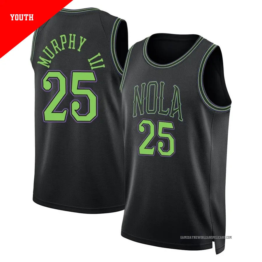 ＃25 Youth Trey Murphy III New Orleans Pelicans 2023/24 Swingman Black City Edition Jersey