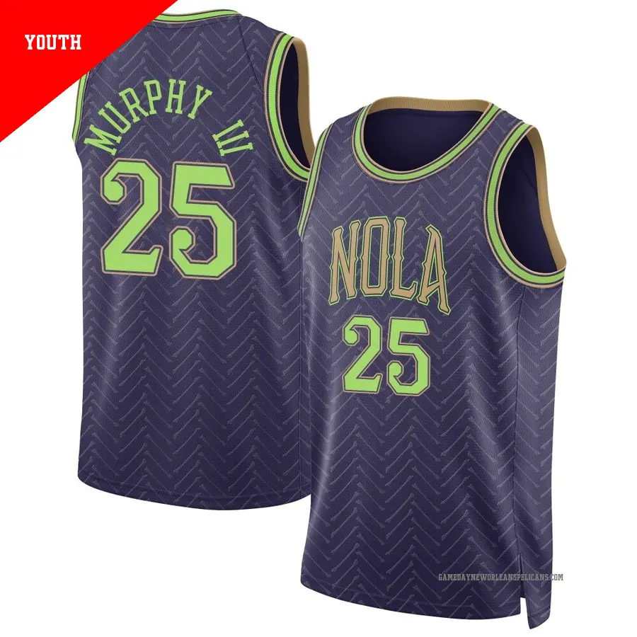 ＃25 Youth Trey Murphy III New Orleans Pelicans 2024/25 Swingman Purple City Edition Jersey