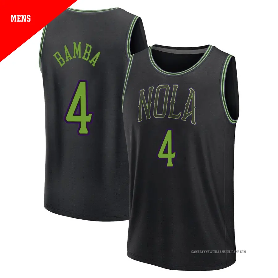 ＃4 Men's Mo Bamba New Orleans Pelicans 2023/24 Fast Break Black City Edition Jersey