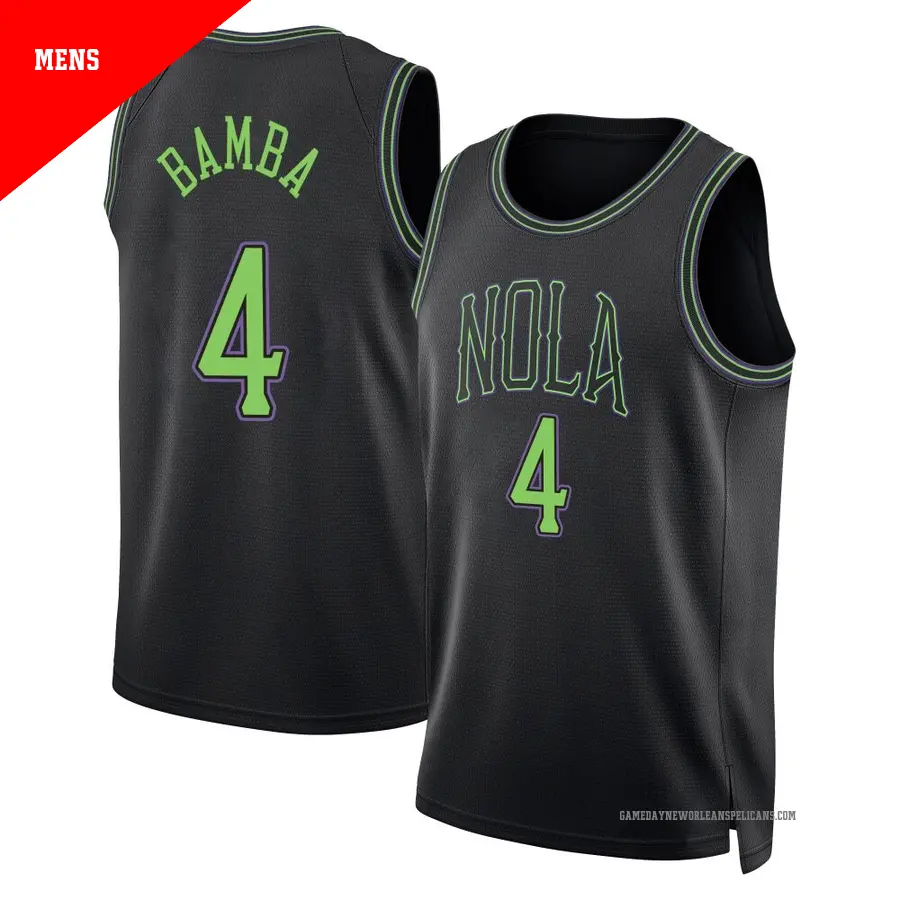 ＃4 Men's Mo Bamba New Orleans Pelicans 2023/24 Swingman Black City Edition Jersey