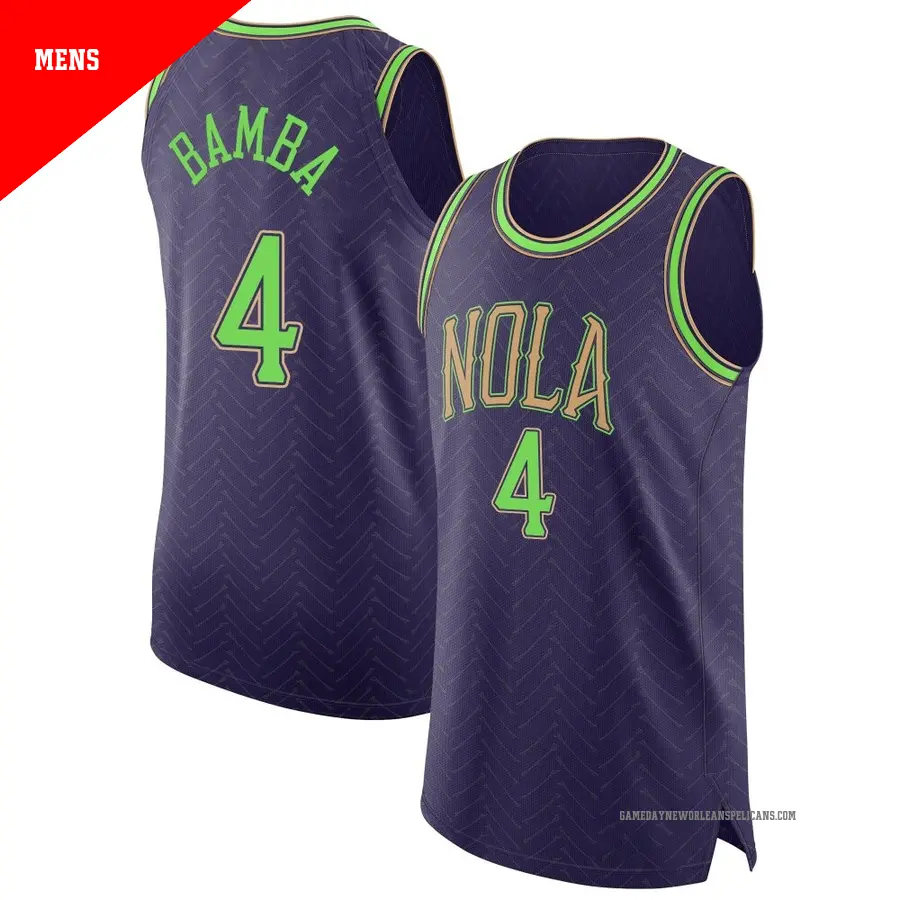 ＃4 Men's Mo Bamba New Orleans Pelicans 2024/25 Authentic Purple City Edition Jersey