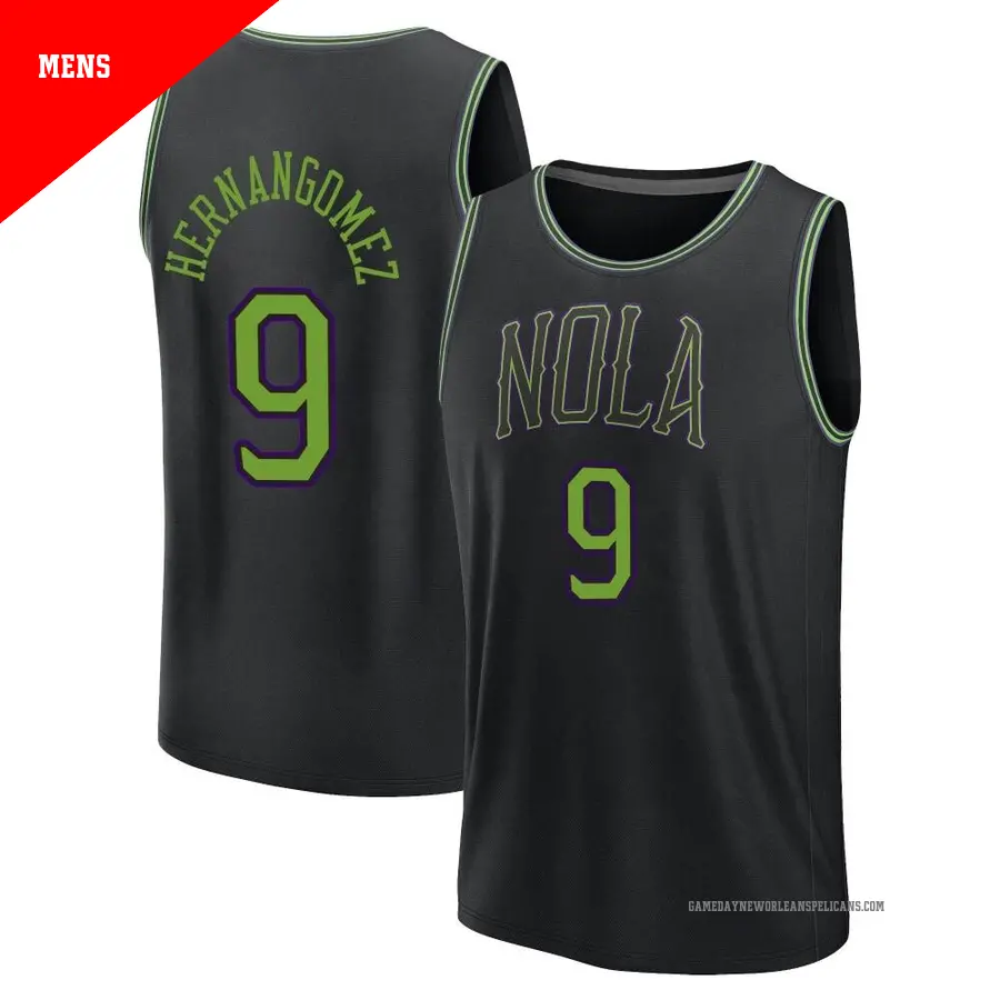 ＃9 Men's Willy Hernangomez New Orleans Pelicans 2023/24 Fast Break Black City Edition Jersey